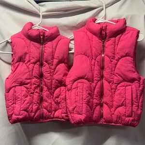 Tahari Pink Quilted Puffer Vests